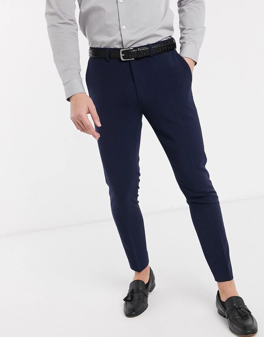 ASOS DESIGN super skinny cropped smart trousers in navy  Navy