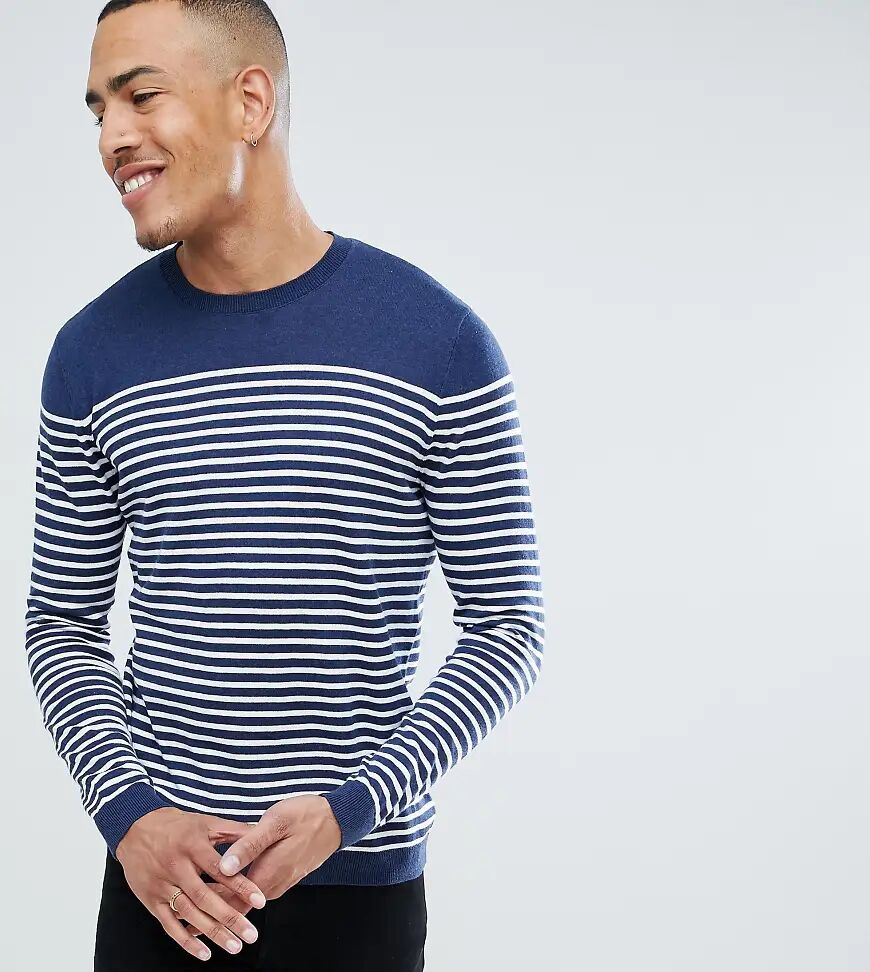 ASOS DESIGN Tall breton stripe jumper in navy  Navy