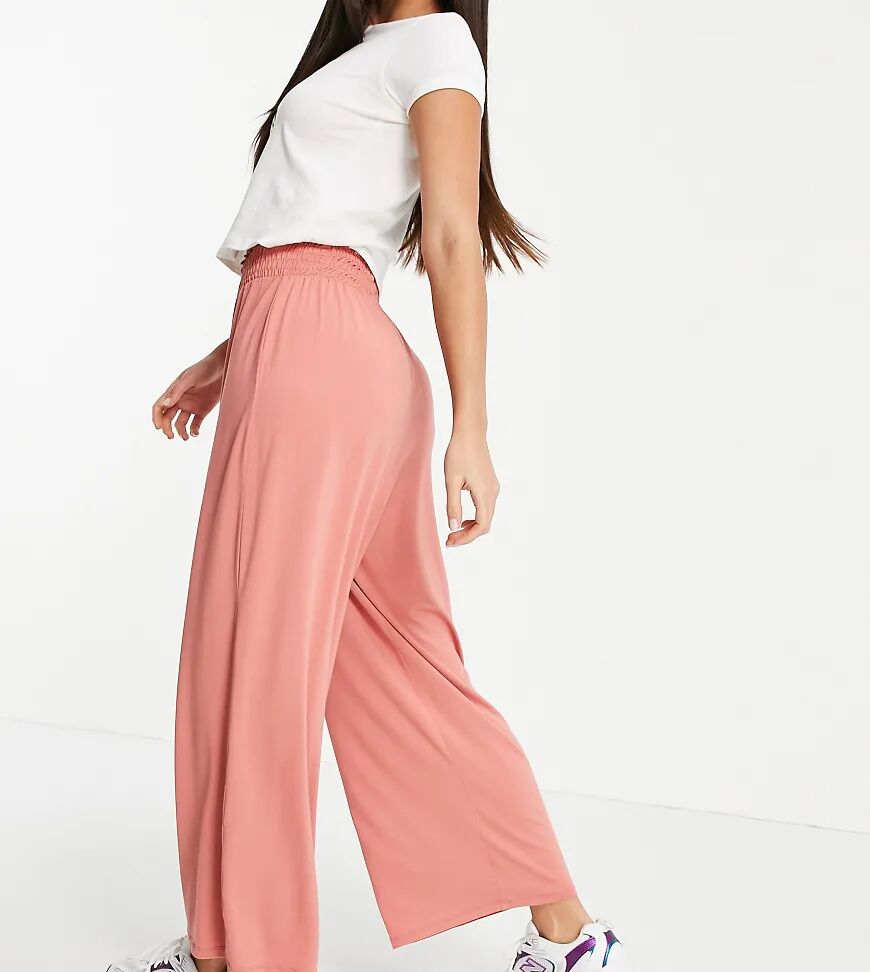 ASOS Tall ASOS DESIGN Tall culotte trouser with shirred waist in peach-Orange  Orange