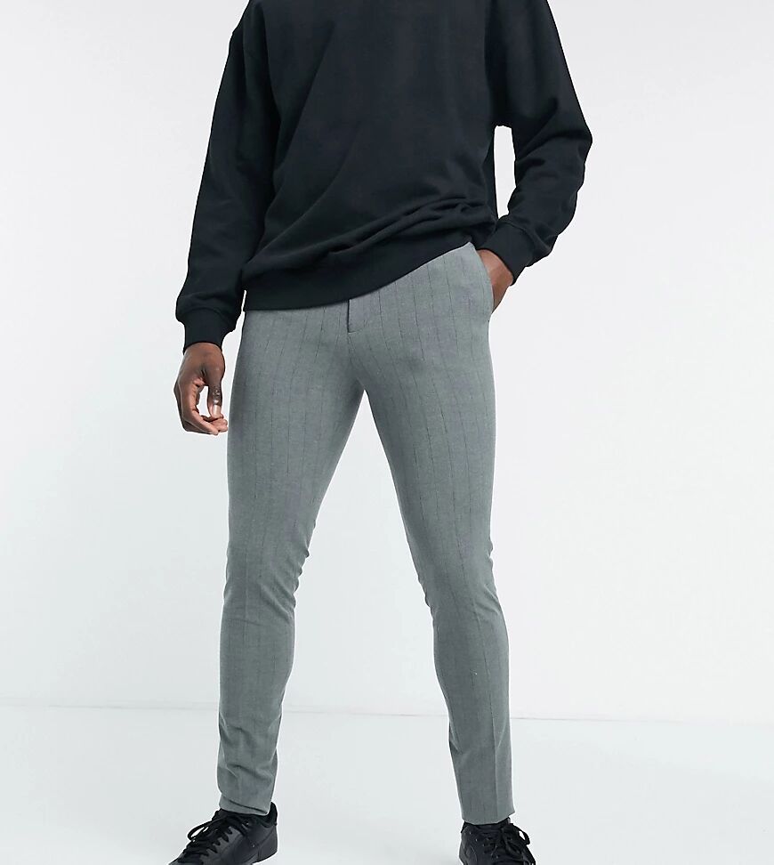 ASOS DESIGN Tall super skinny stripe smart trouser-Grey  Grey
