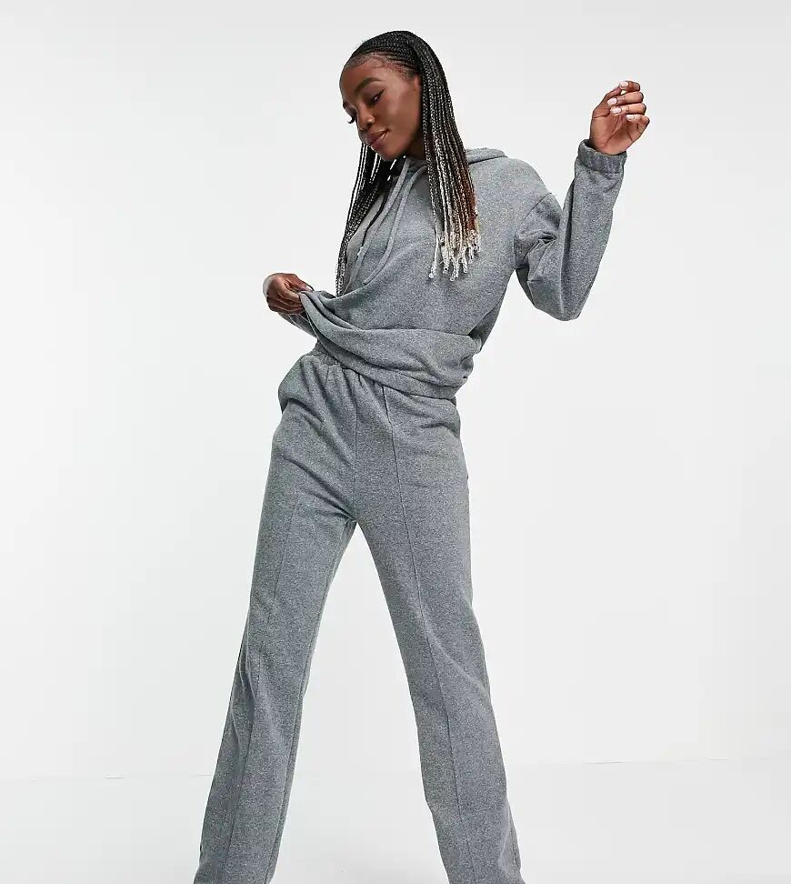 ASOS Tall ASOS DESIGN Tall tracksuit with hoodie and straight leg jogger in charcoal-Grey  Grey