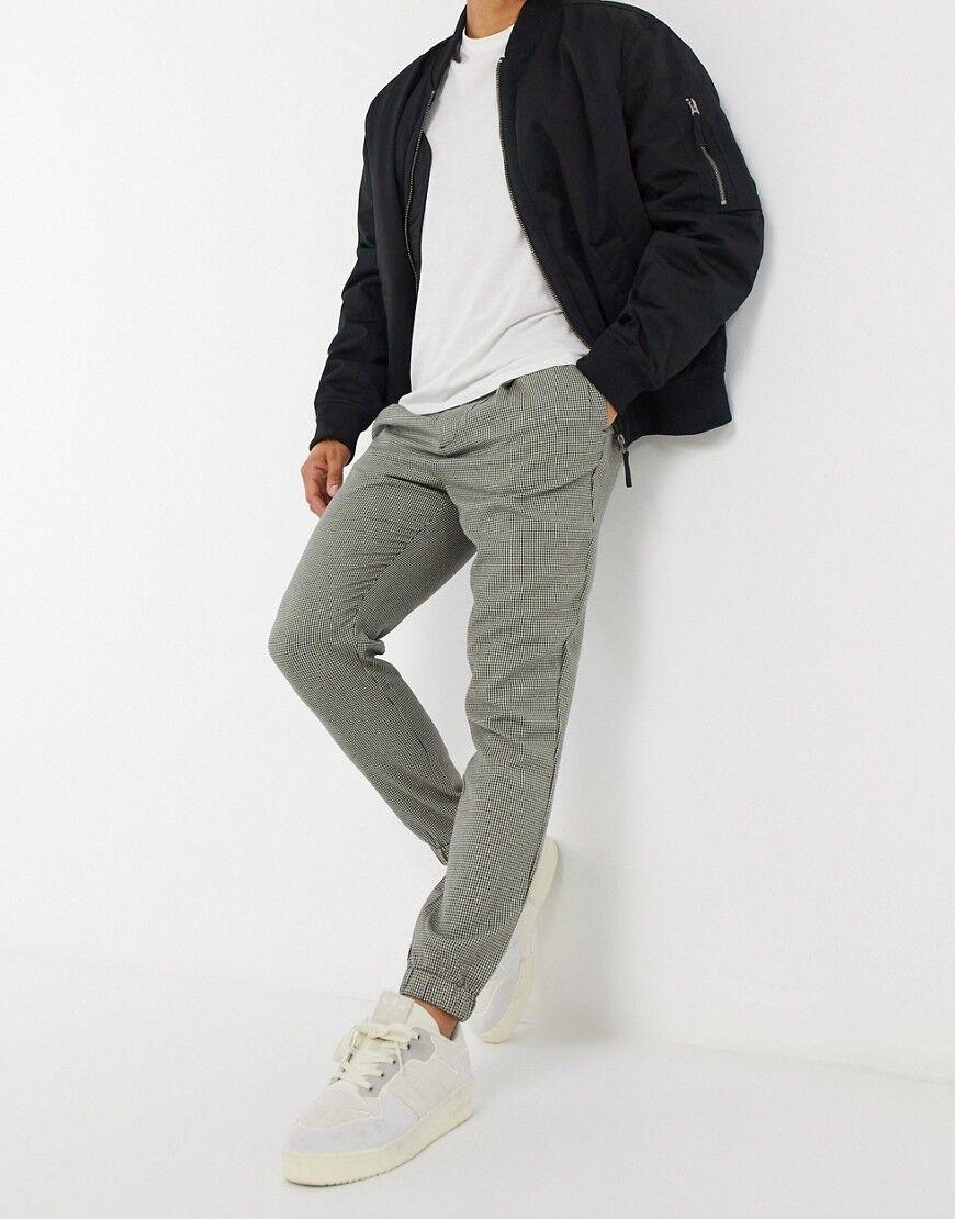 ASOS DESIGN tapered smart jogger in dogtooth-Neutral  Neutral