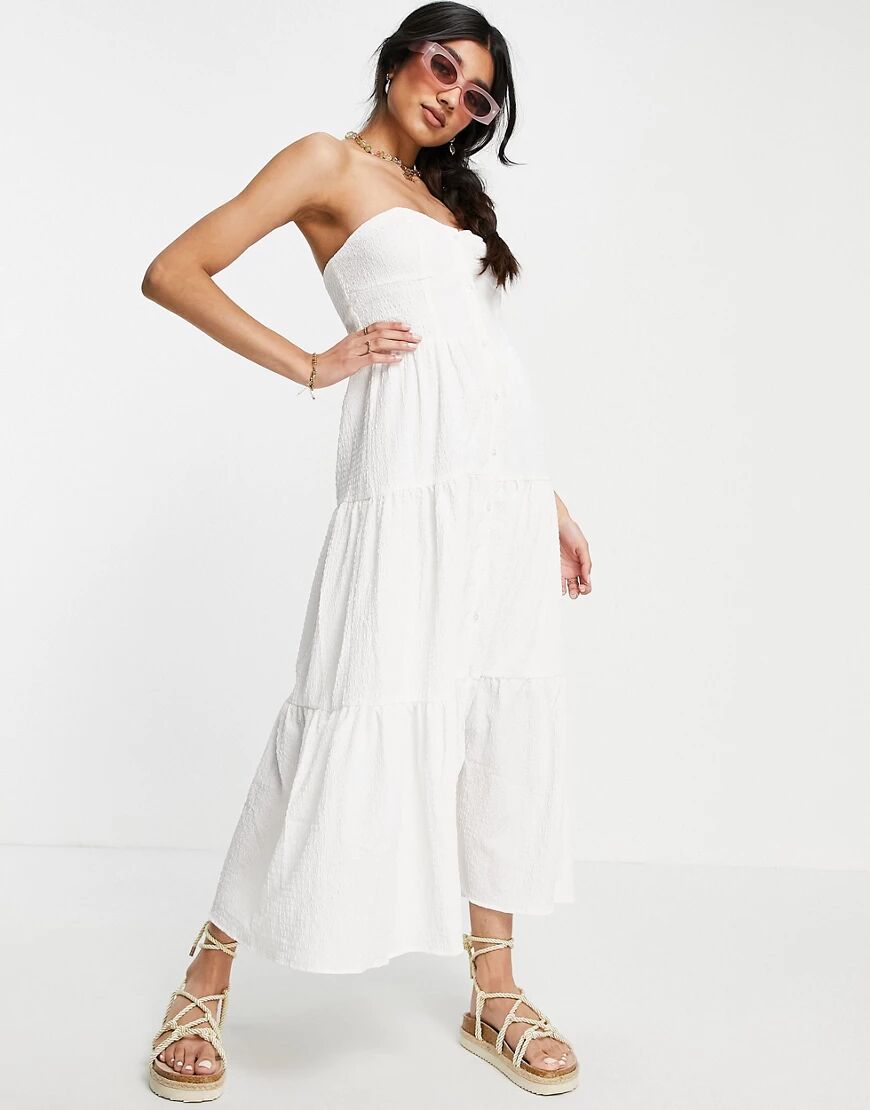 ASOS DESIGN tiered skirt bandeau midi sundress in white  White