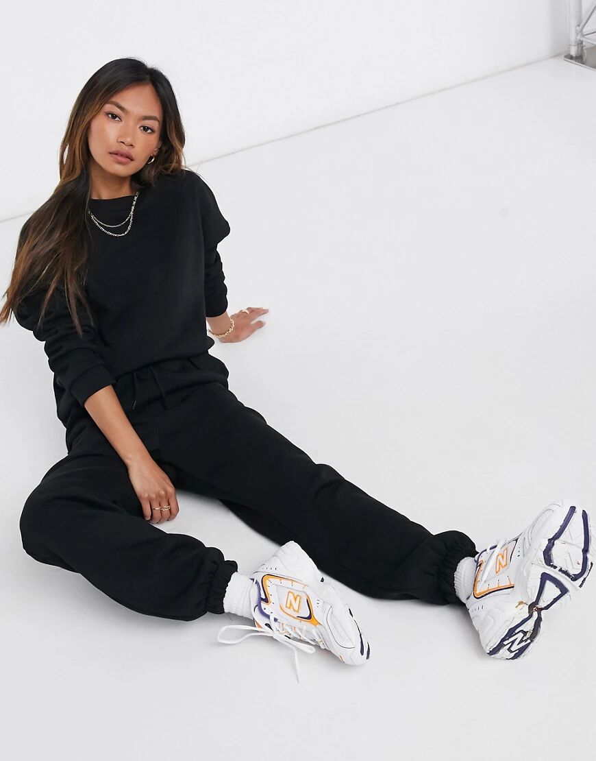 ASOS DESIGN tracksuit oversized sweat / oversized jogger in black  Black