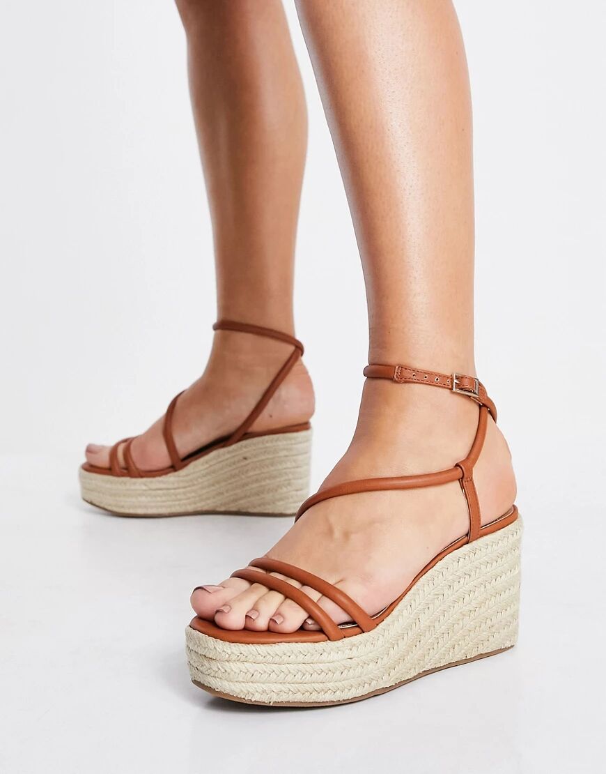 ASOS DESIGN Tulip tubular flatform sandals in tan-Brown  Brown