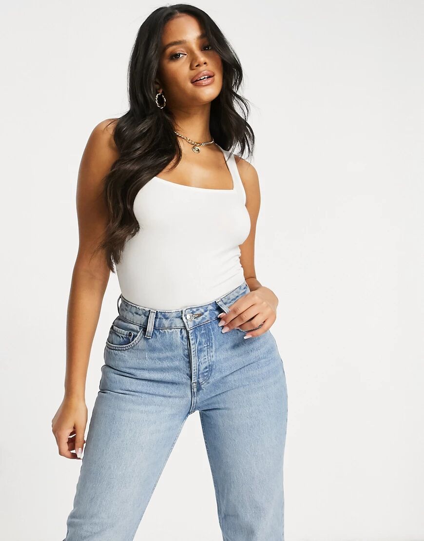 ASOS DESIGN vest with sexy square neck in white  White