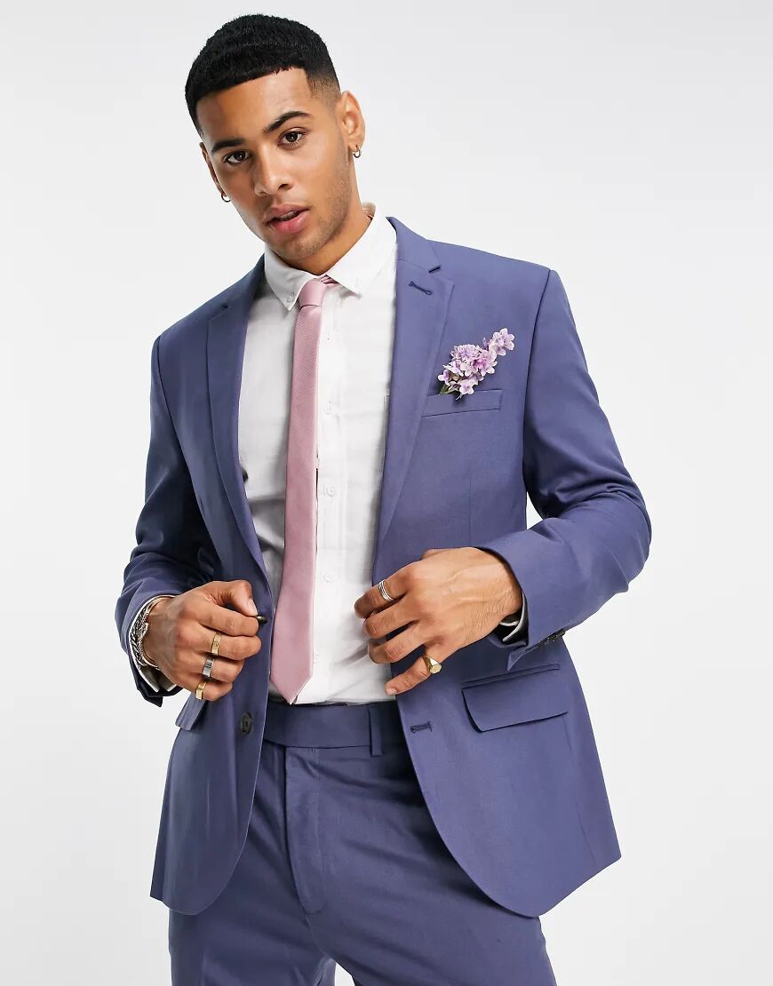 ASOS DESIGN wedding skinny suit jacket in mid blue  Blue