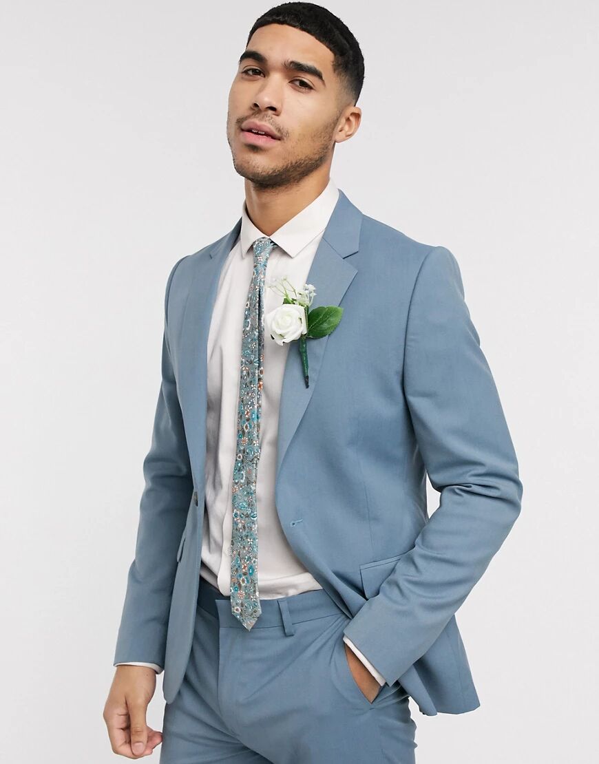 ASOS DESIGN wedding skinny suit jacket in soft blue  Blue