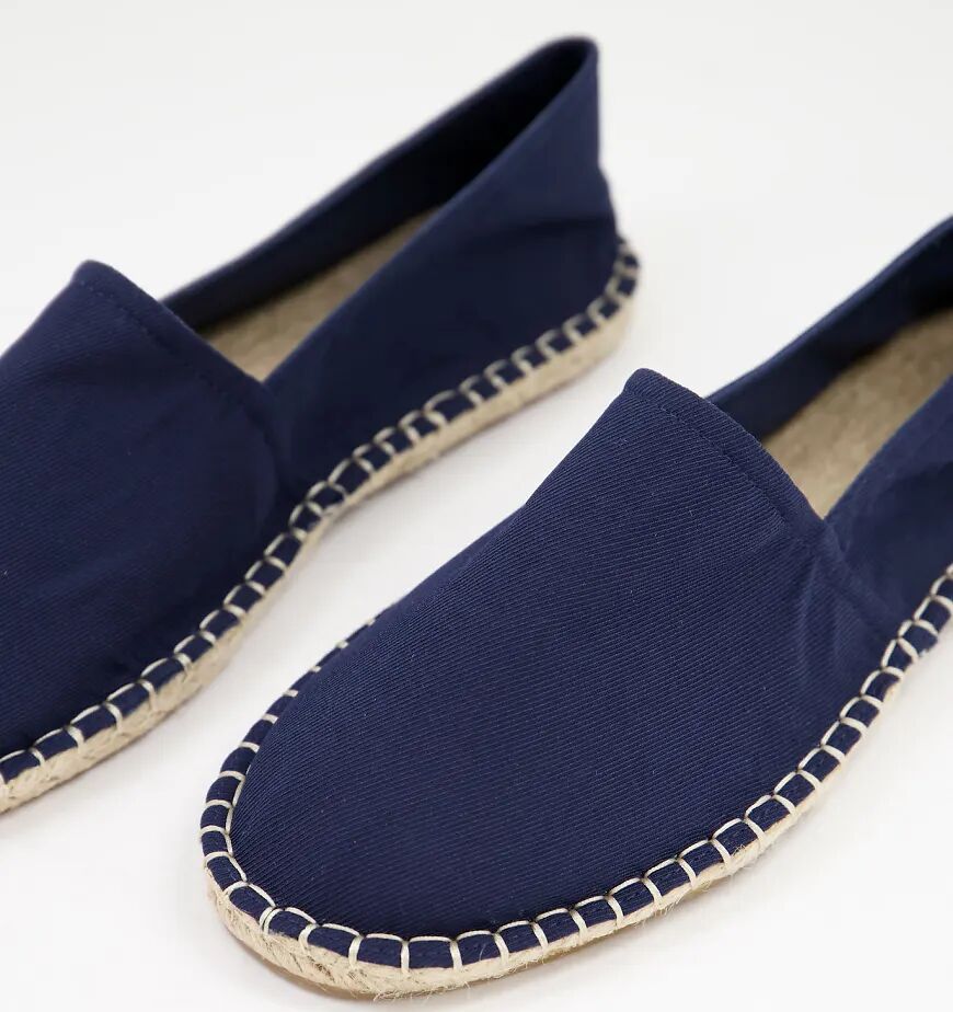 ASOS DESIGN Wide Fit espadrilles in navy twill canvas  Navy