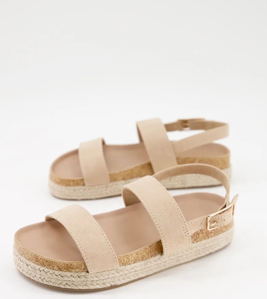 ASOS DESIGN Wide Fit Jackpot flatform espadrilles in taupe-Neutral  Neutral