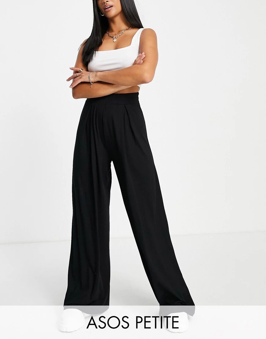 ASOS DESIGN wide leg jersey trouser in black  Black