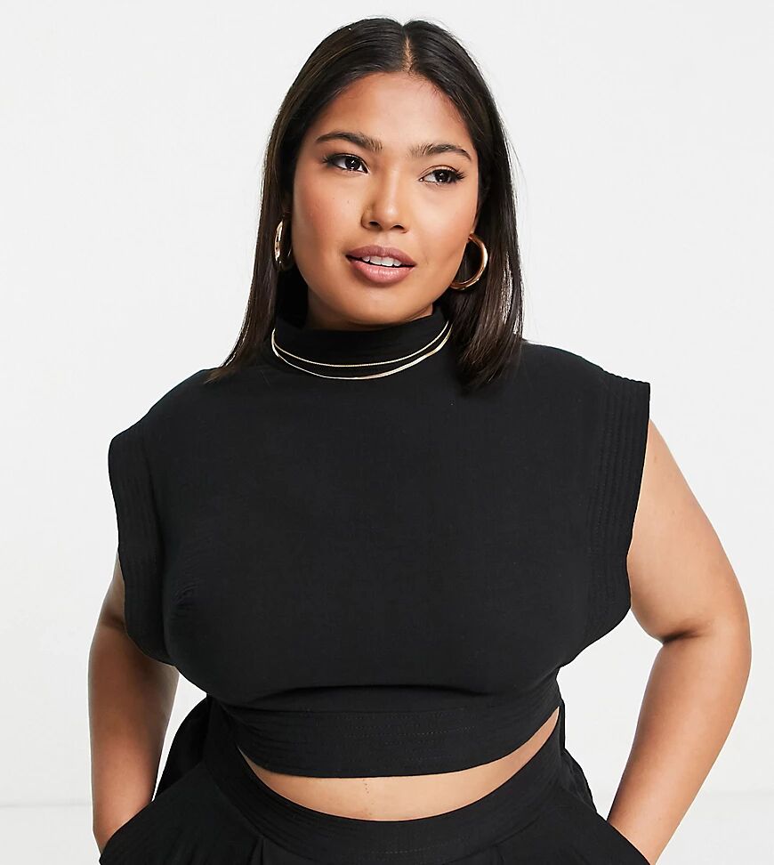 ASOS EDITION Curve sleeveless top with stitch detail in black  Black