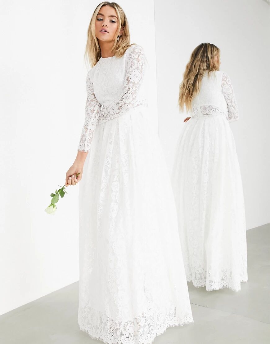 ASOS EDITION Grace lace crop top wedding dress-White  White