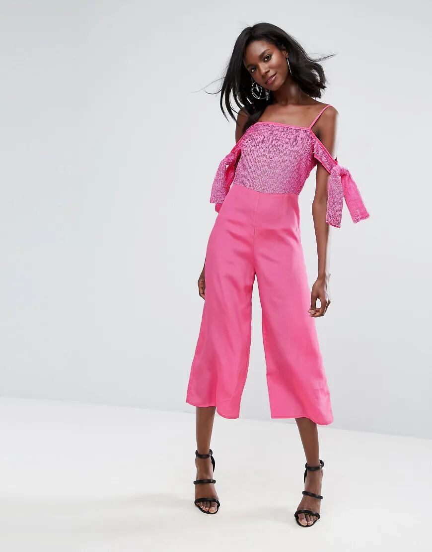 ASOS DESIGN ASOS Embellished Cold Shoulder Jumpsuit-Pink  Pink