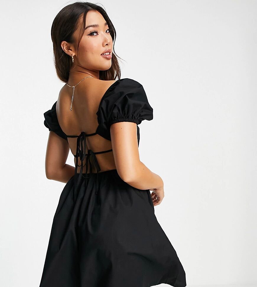 ASYOU double tie back flippy mini dress in black  Black
