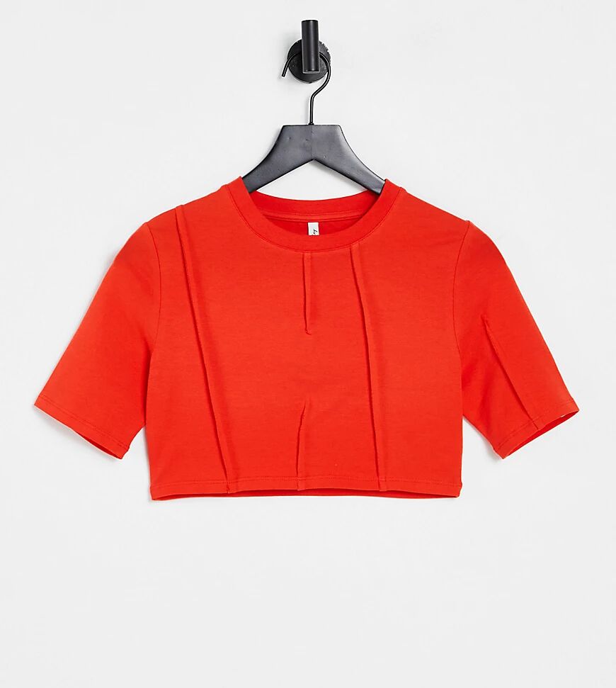 ASYOU seam detail crop t-shirt in red  Red