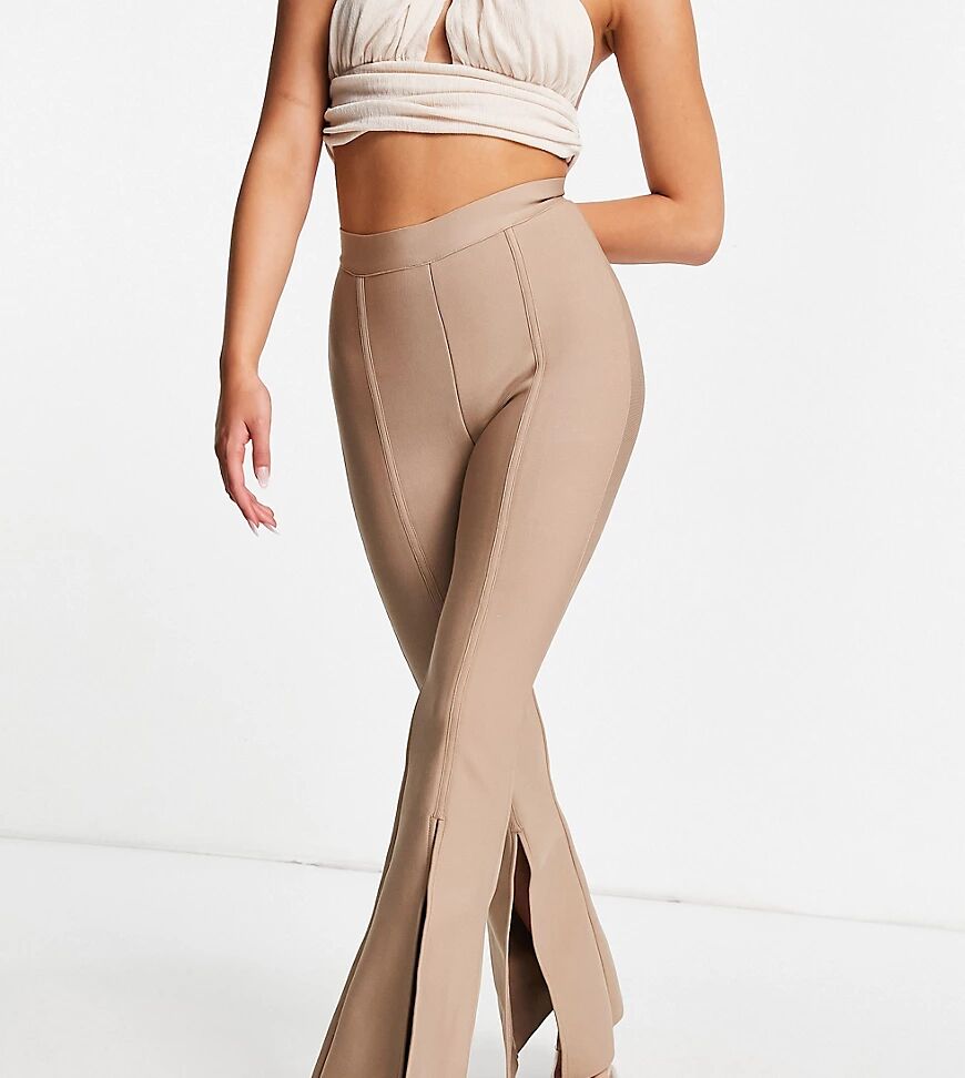 Band Of Stars split front wide leg trouser co ord in mocha-Brown  Brown