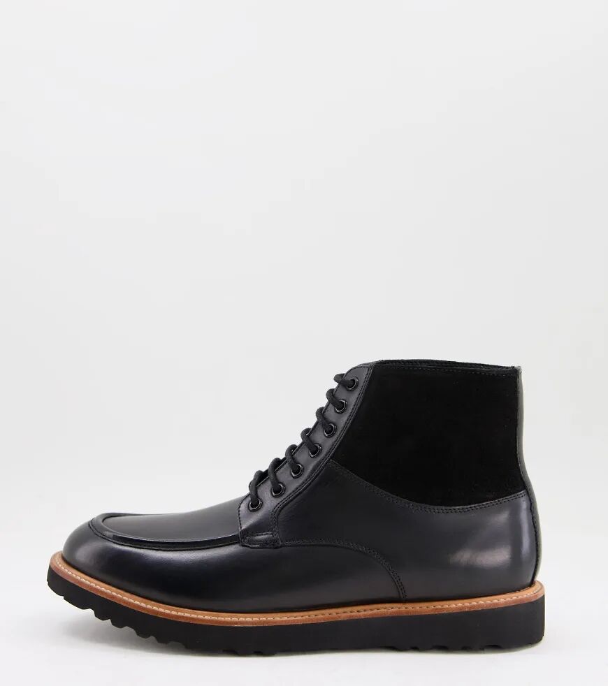 Base London colter lace up boots in black leather  Black