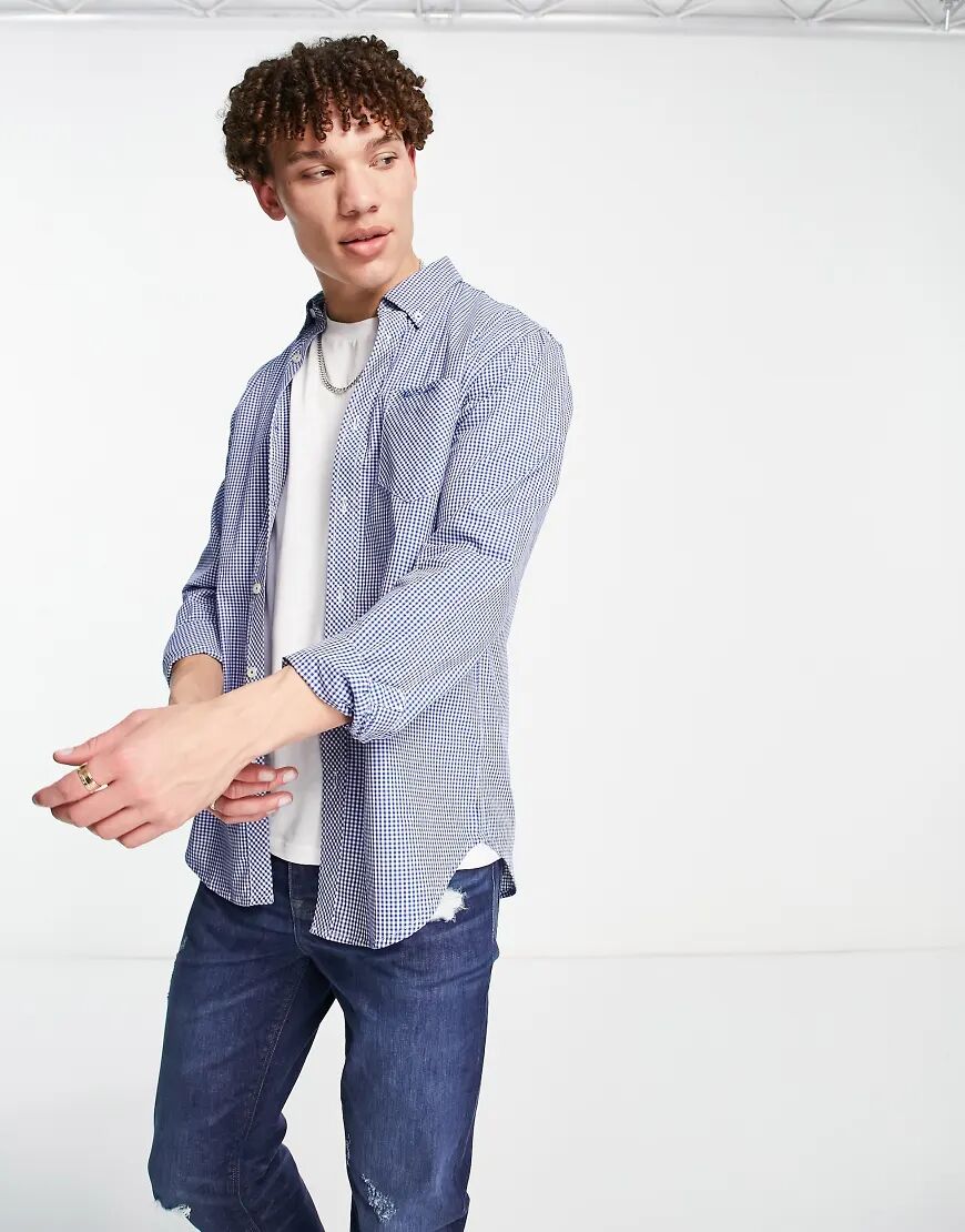 Ben Sherman long sleeve gingham shirt-Blue  Blue