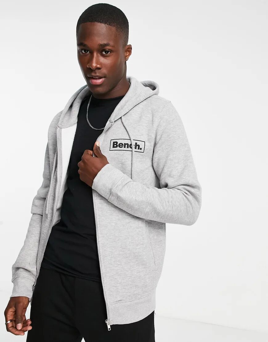 Bench full zip logo hoodie in grey  Grey