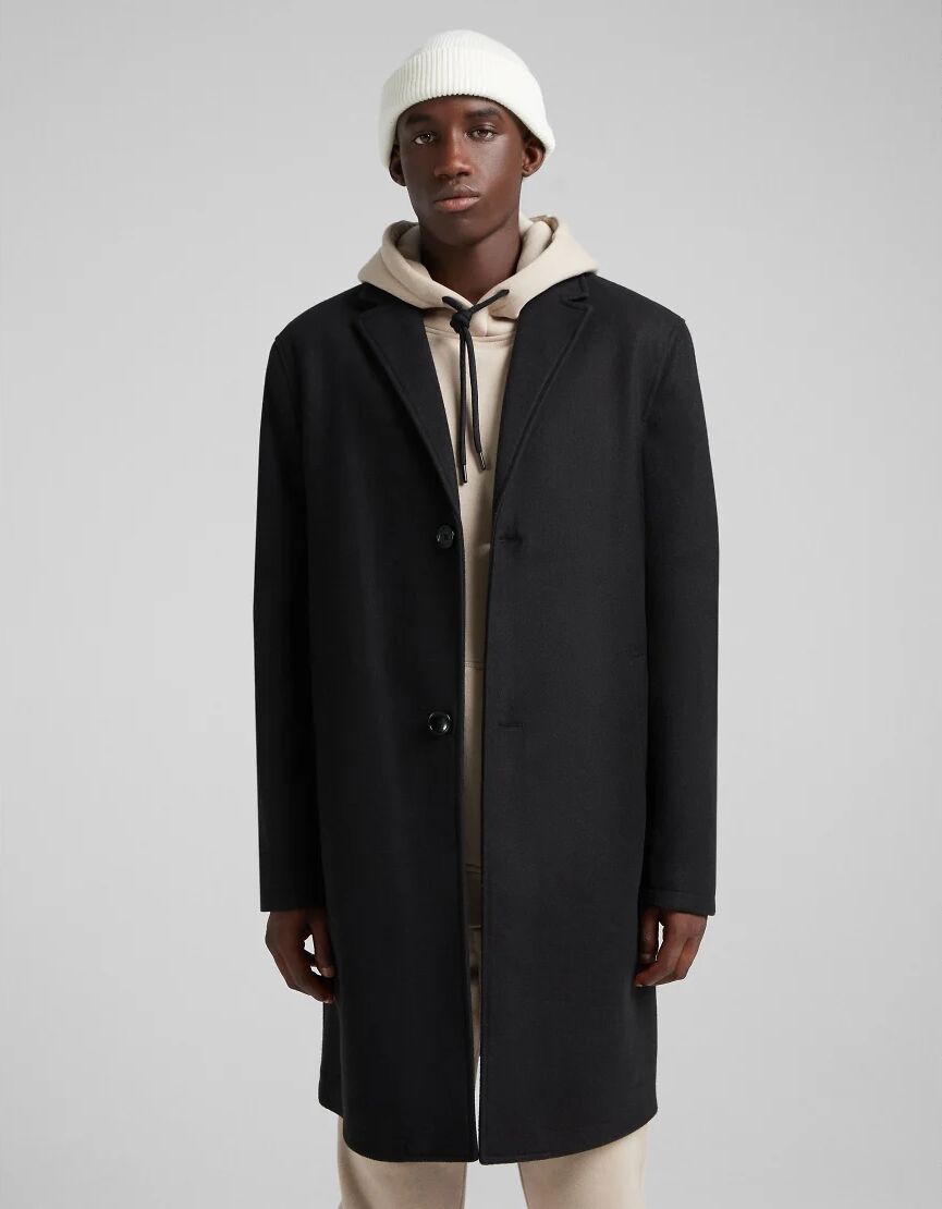 Bershka overcoat in black  Black