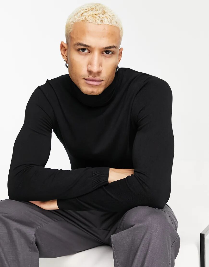 Bershka roll neck in black  Black