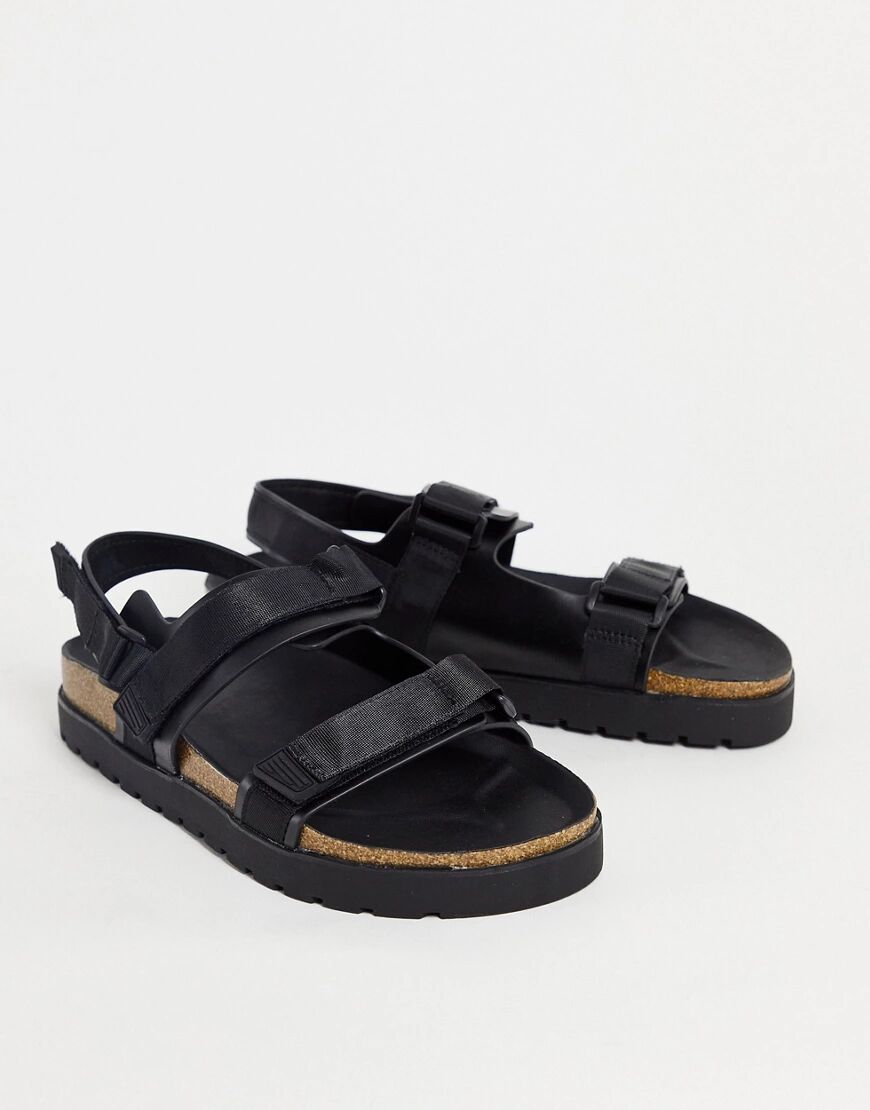 Bershka sandals with straps in black  Black