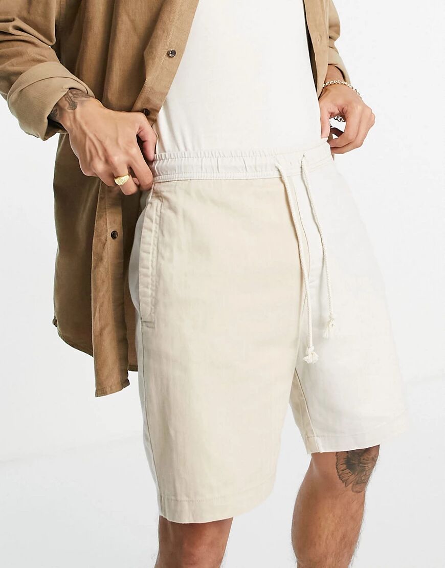 Bershka splice shorts in stone-Neutral  Neutral