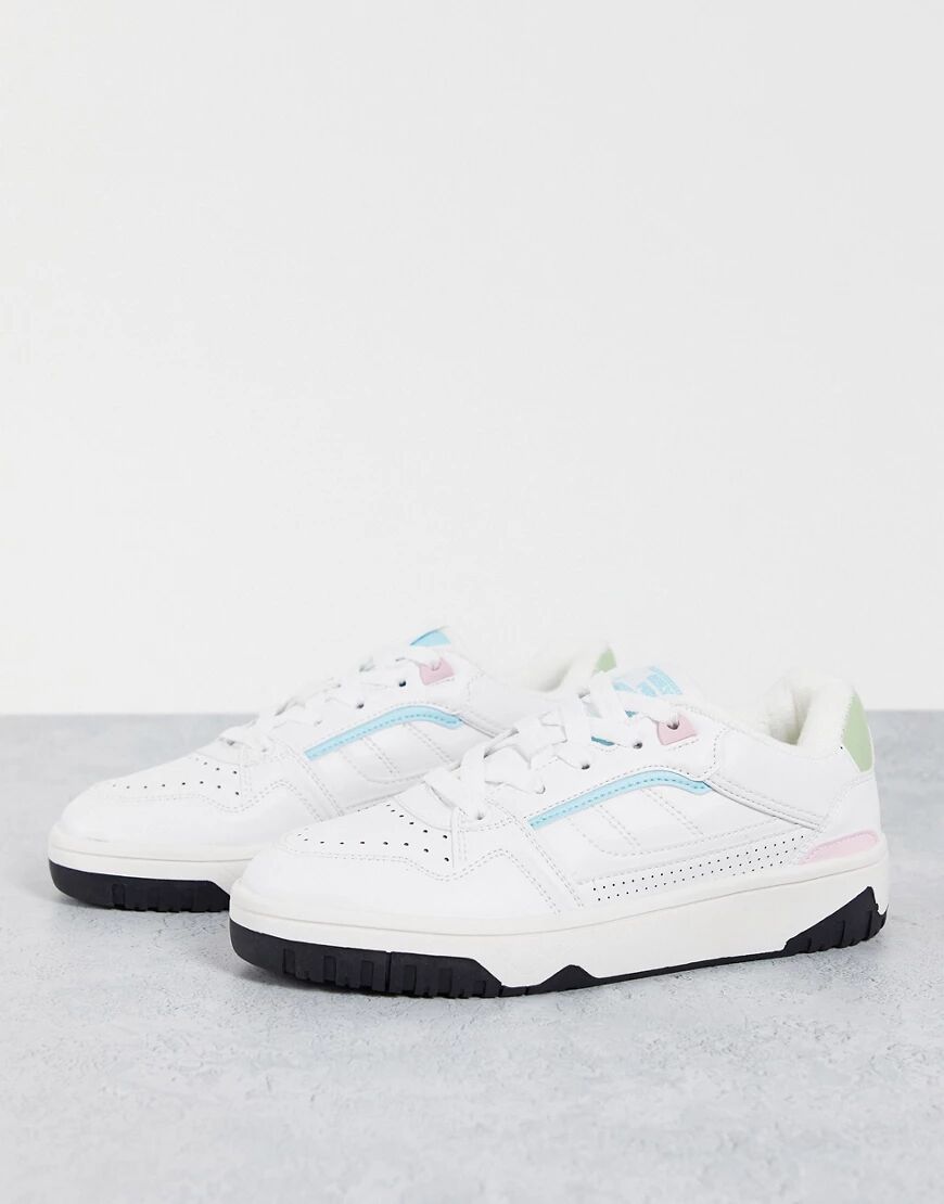 Bershka sporty trainer with pastel detail in white  White