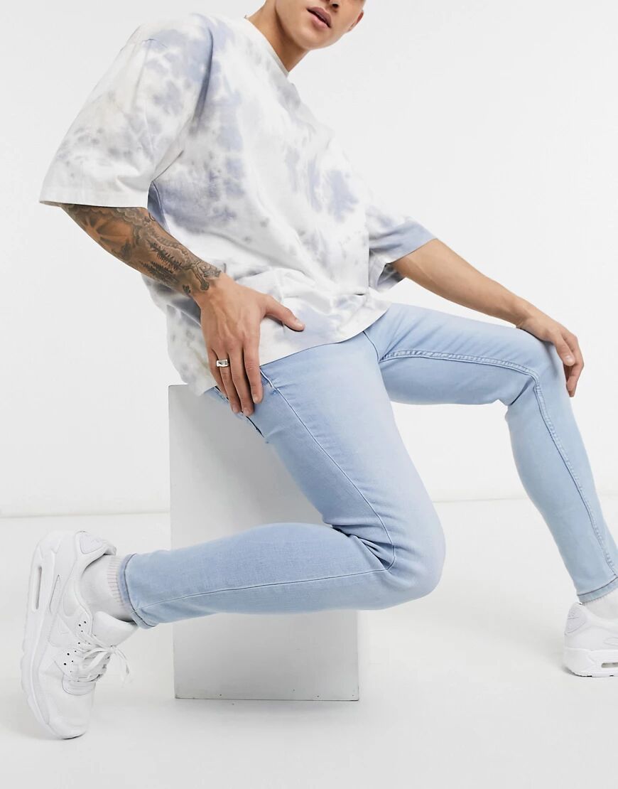 Bershka super skinny fit jeans in light blue wash  Blue