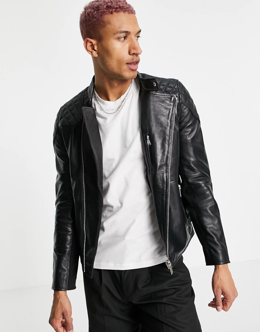 Bolongaro Trevor quilted leather biker jacket-Black  Black