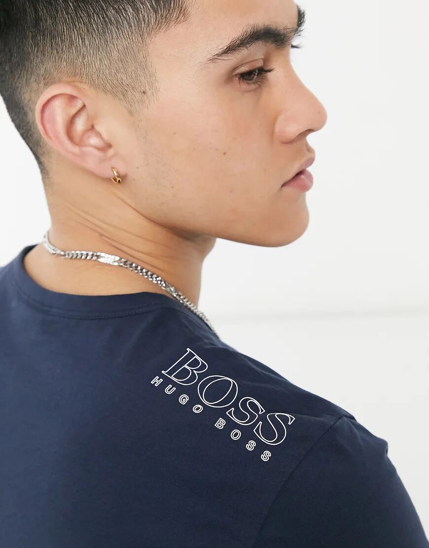 BOSS Athleisure front and back logo t-shirt in navy  Navy