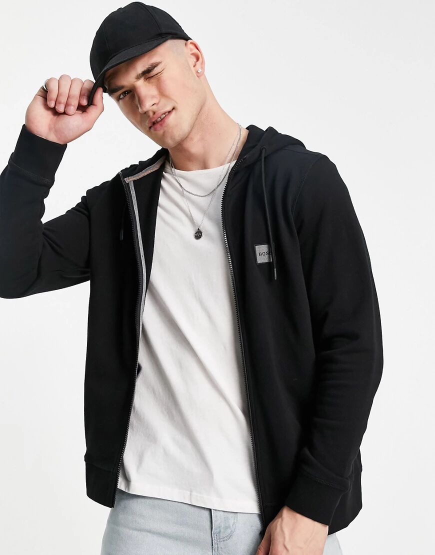 BOSS Zetalk zip through hoodie in black  Black