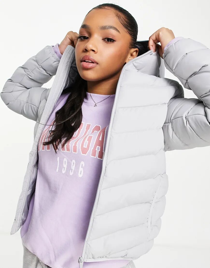 Brave Soul grant hooded puffer jacket in grey  Grey