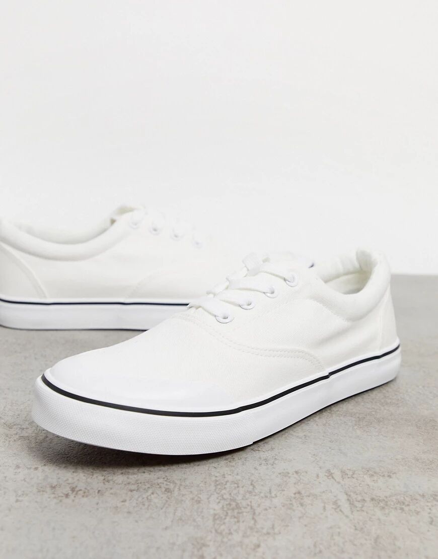 Brave Soul lace up plimsolls in off white  White