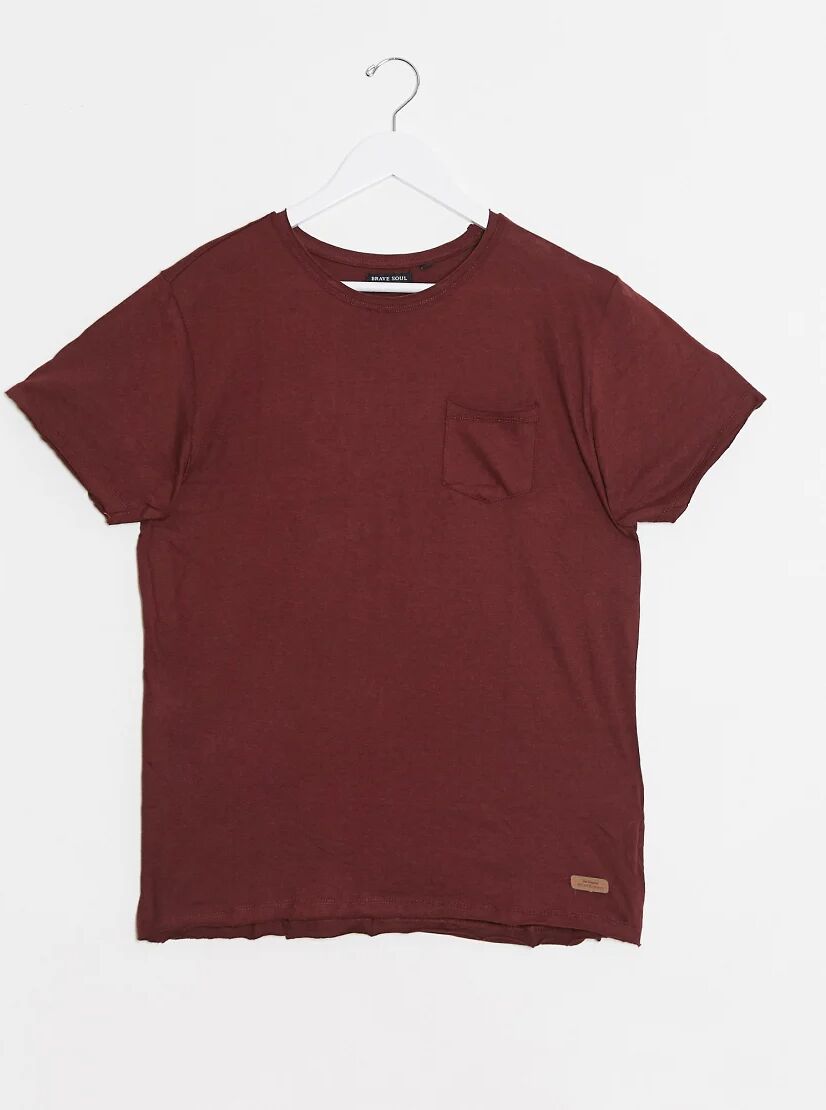 Brave Soul raw edge t-shirt-Red  Red