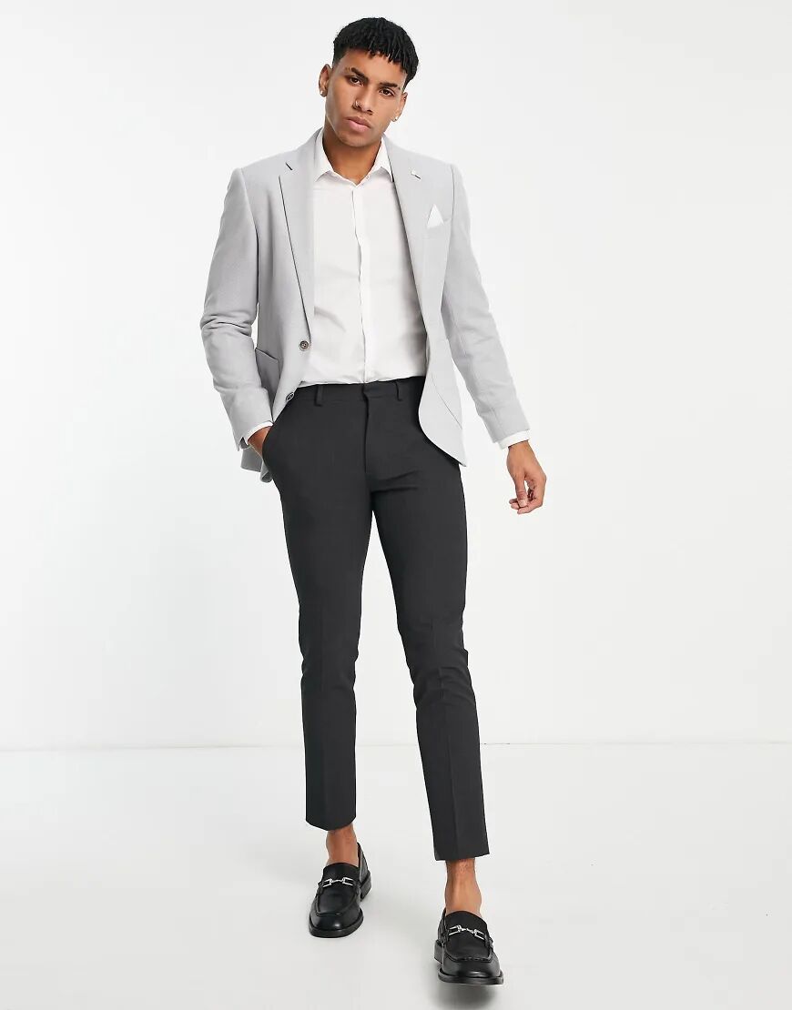 Burton Menswear Burton textured pique blazer in light grey  Grey