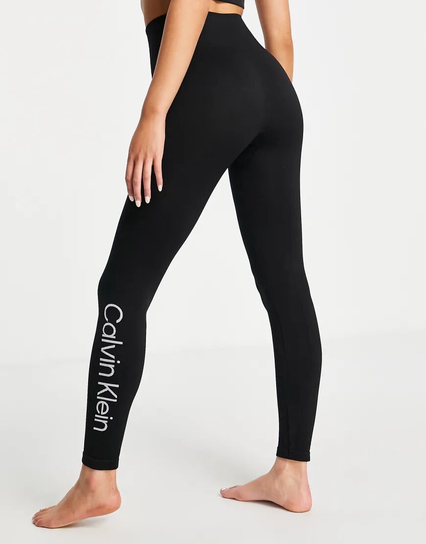 Calvin Klein cotton seamless leggings with logo in black  Black