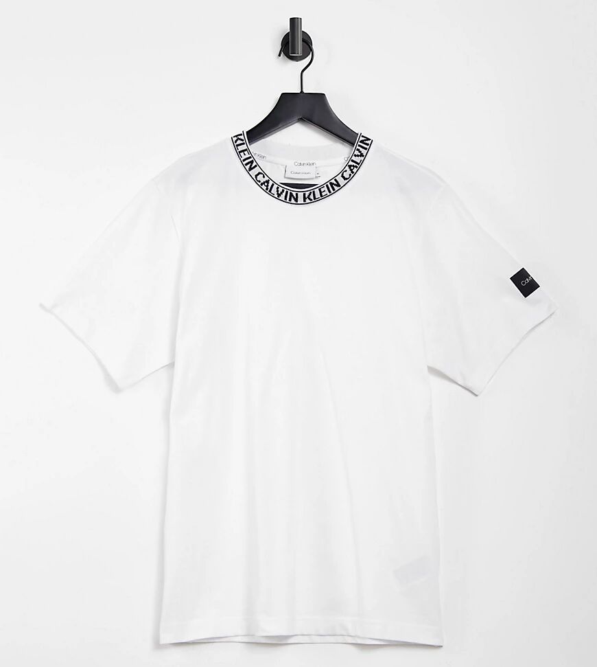 Calvin Klein exclusive to Asos neck logo relaxed fit t-shirt in bright white  White