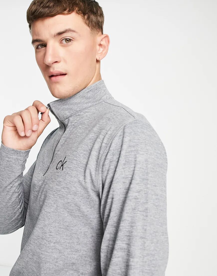 Calvin Klein Golf Newport 1/4 zip long sleeve top in grey  Grey