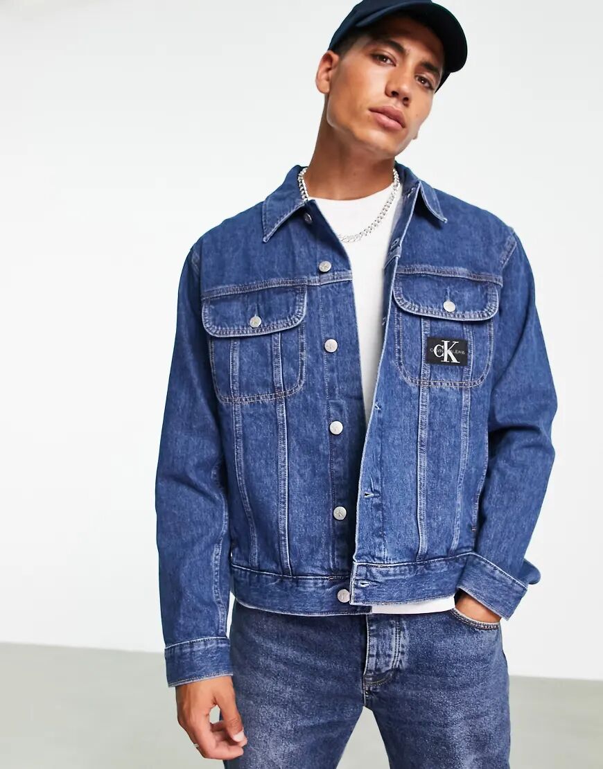 Calvin Klein Jeans 90s denim jacket in mid wash-Blue  Blue