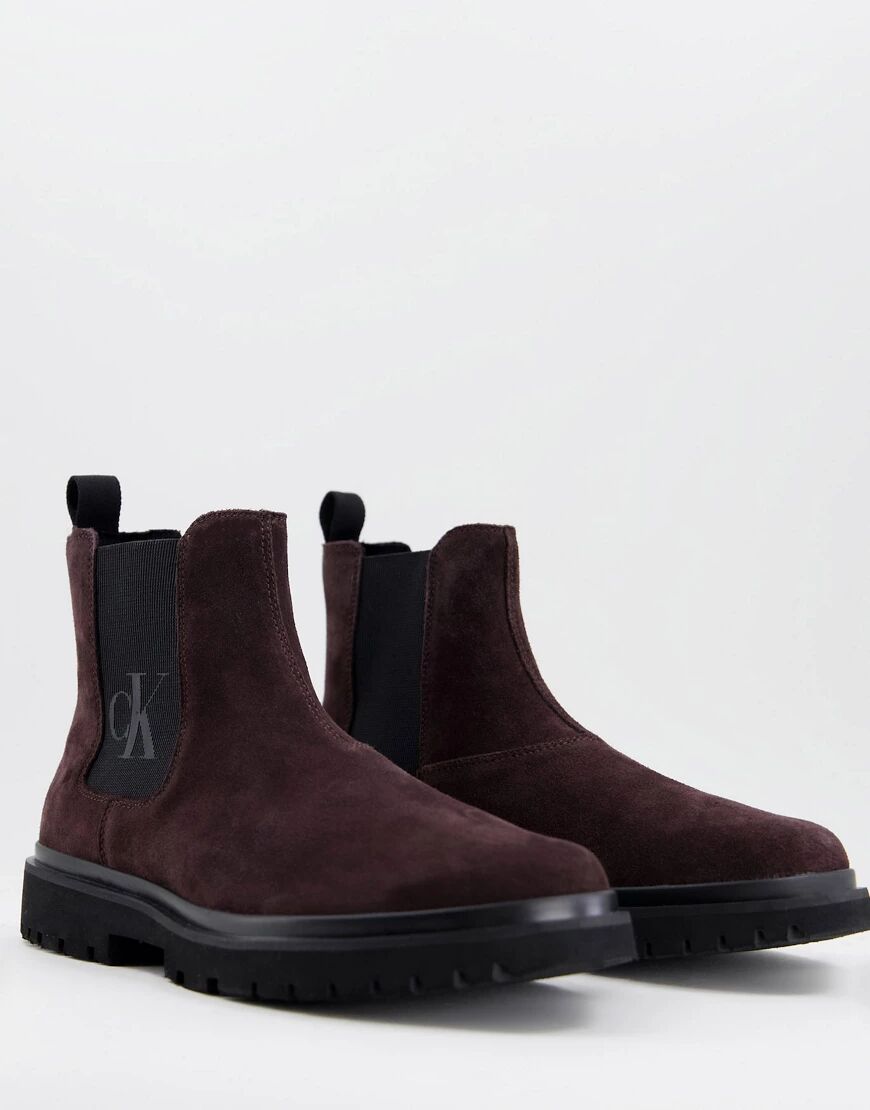 Calvin Klein Jeans chunky chelsea boots in brown  Brown