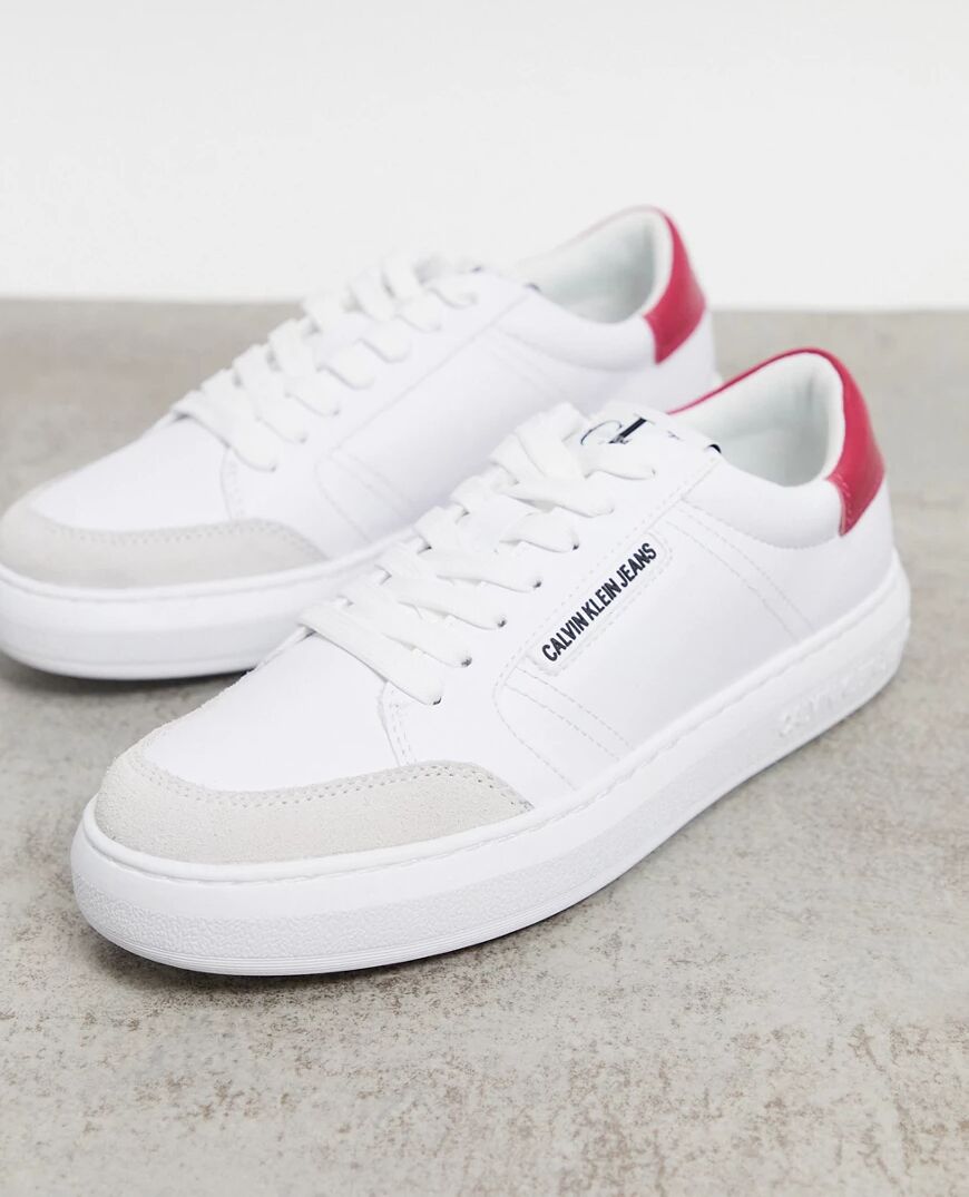 Calvin Klein Jeans lace up sneaker in white  White