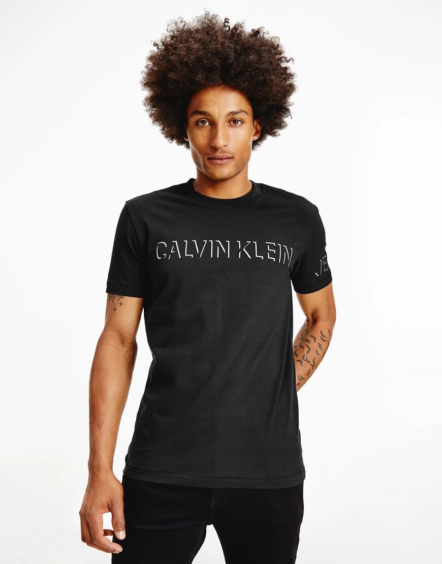 Calvin Klein Jeans shadow logo t-shirt in black  Black