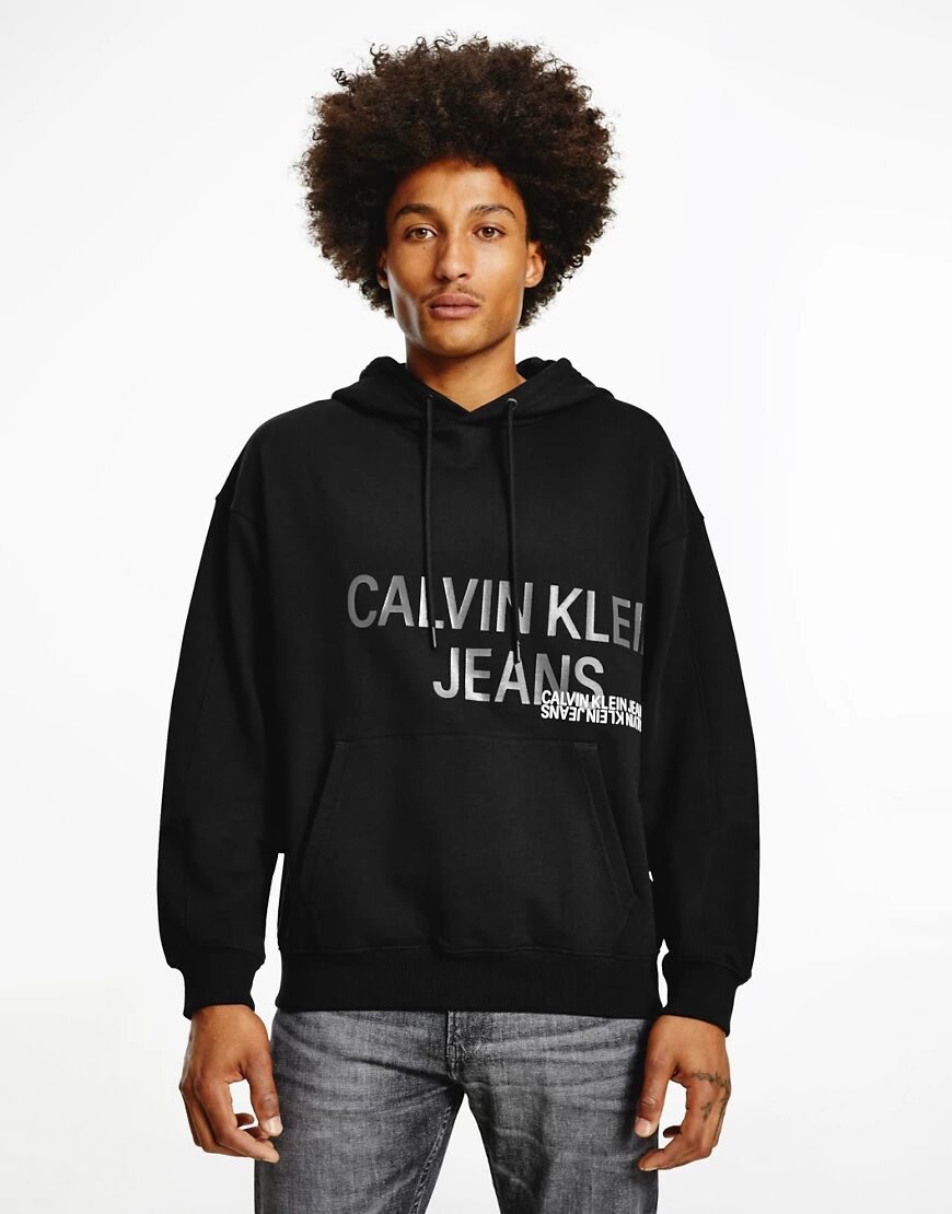 Calvin Klein Jeans urban back graphic hoodie in black  Black