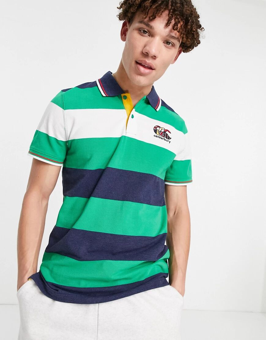Canterbury of New Zealand Canterbury polo shirt in green and blue stripe  Green
