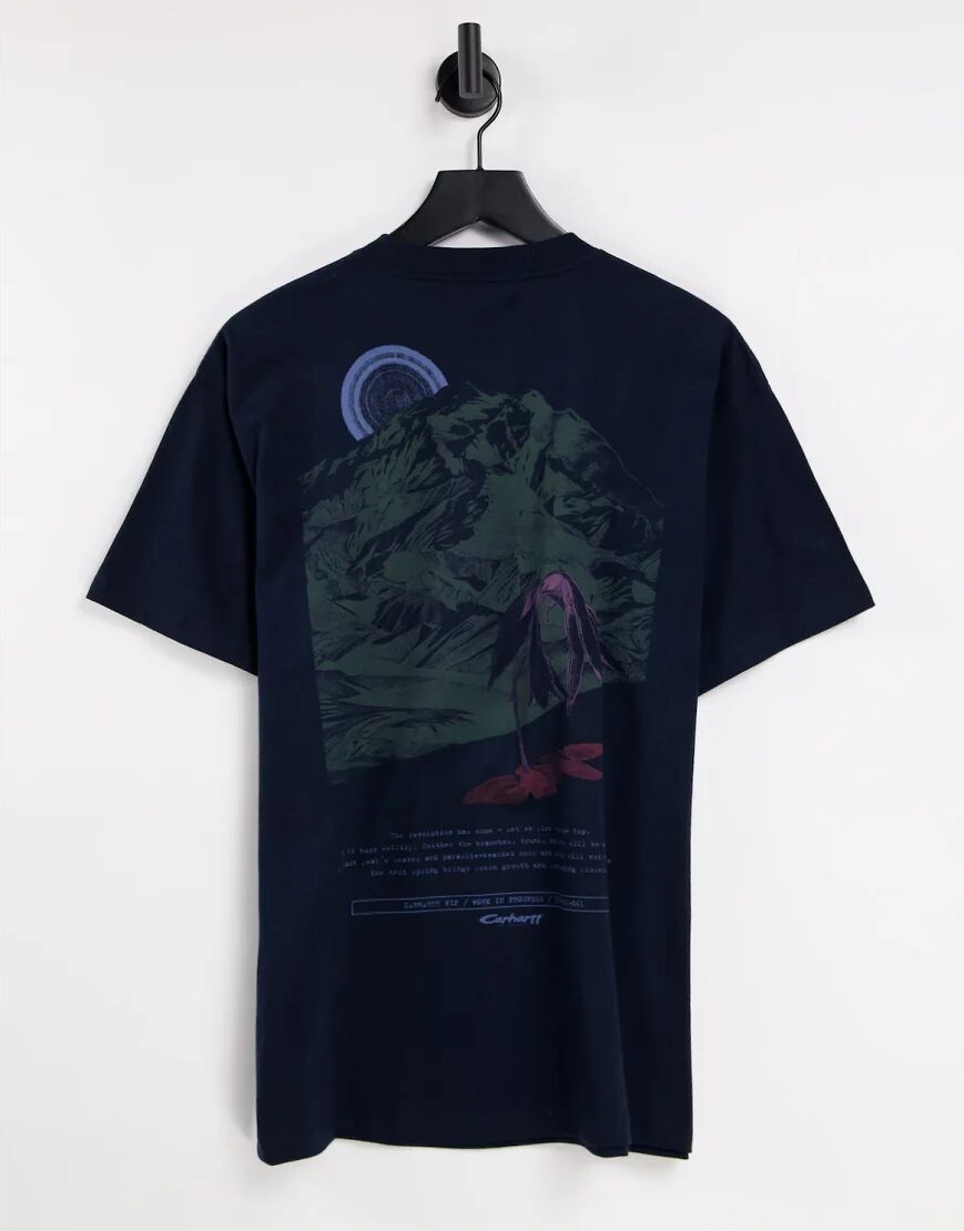 Carhartt WIP mountain back print t-shirt in navy  Navy