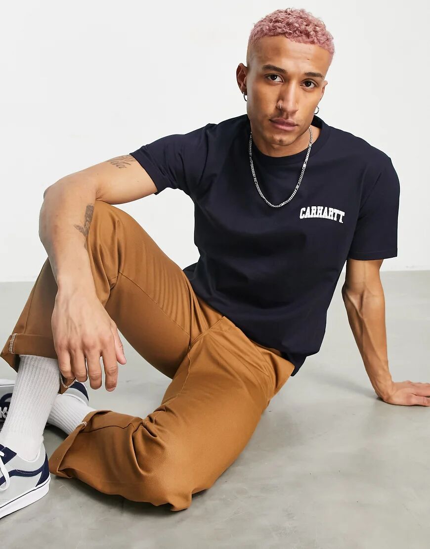 Carhartt WIP university script t-shirt in navy  Navy