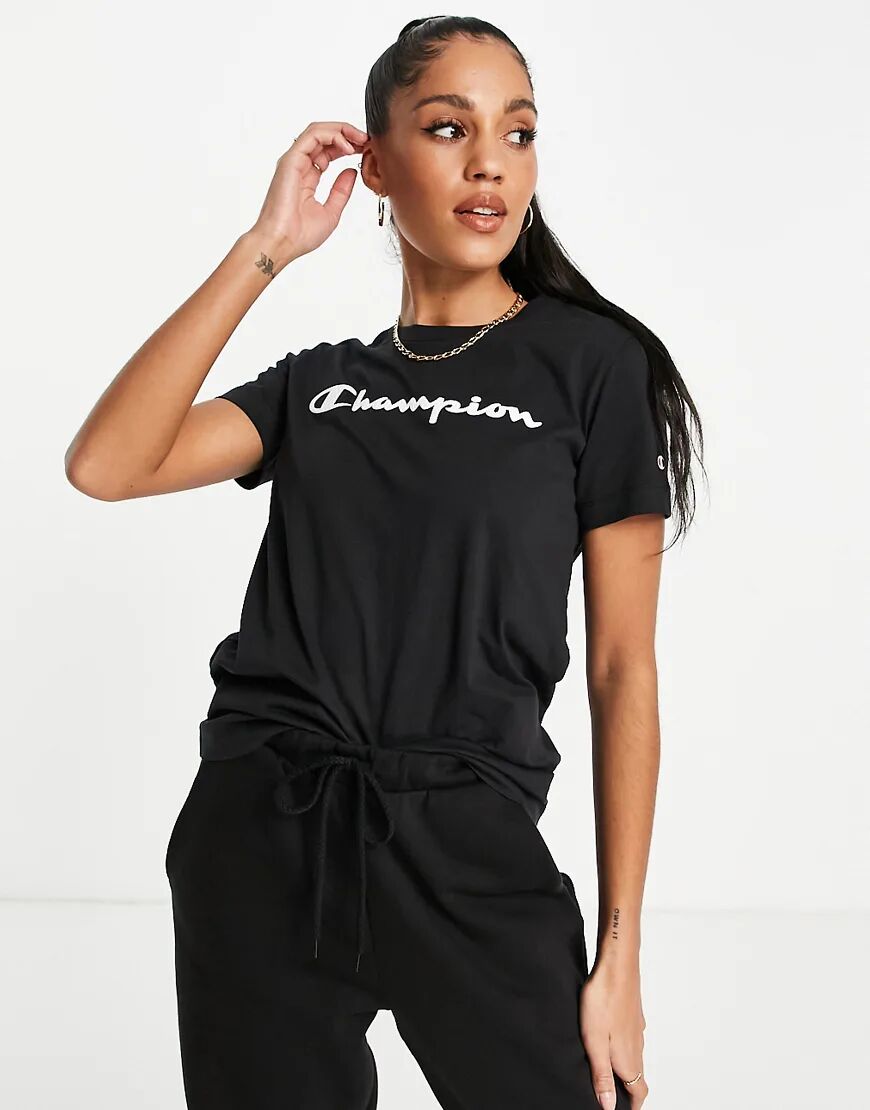 Champion large logo t-shirt in black  Black