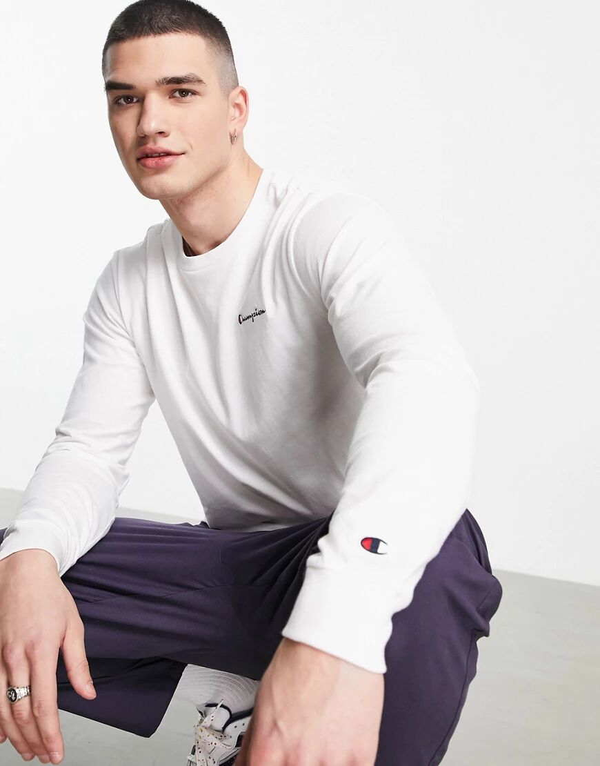 Champion small logo sleeve top in white  White